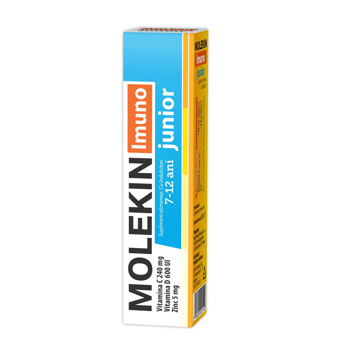 MOLEKIN IMUNO JUNIOR, vaikams 7-12 metų šnypšiančios tabletės, N20