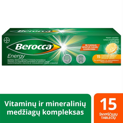 BEROCCA ENERGY, 15 šnypščiųjų tablečių paveikslėlis