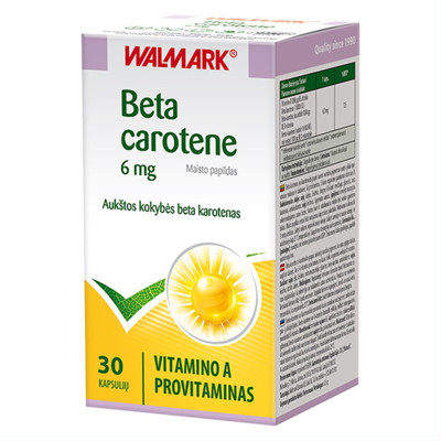 WALMARK BETA CAROTENE, 6 mg, 30 kapsulių paveikslėlis