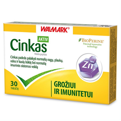 WALMARK CINKAS AKTIV, 30 tablečių (galiojimas iki 2025.01.31) paveikslėlis