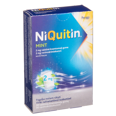 NIQUITIN MINT, 2 mg, vaistinė kramtomoji guma, N30  paveikslėlis