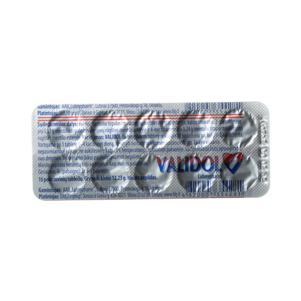 VALIDOLUM LUBNYPHARM, 60 mg, 10 tablečių paveikslėlis
