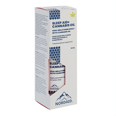 NORDAID SLEEP AID+CANNABIS OIL, 1mg, purškiamas maisto papildas, 30ml, 200 papurškimų paveikslėlis