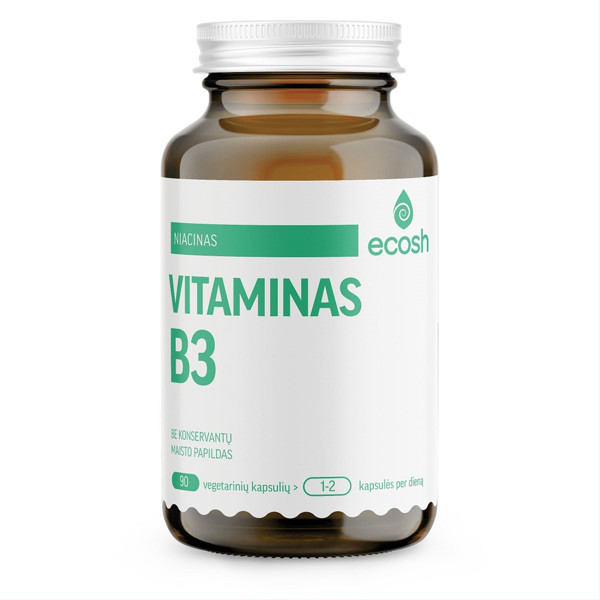 ECOSH VITAMINAS B3 (niacinas), 250 mg NE, 90 kapsulių paveikslėlis