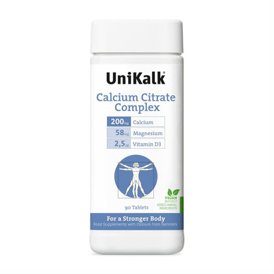 UNIKALK CALCIUM CITRATE COMPLEX, su vitaminu D, 90 tablečių paveikslėlis