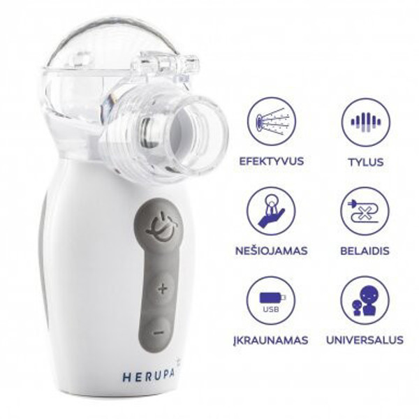Herupa Smart Mesh belaidis inhaliatorius, 1vnt paveikslėlis Herupa Smart Mesh belaidis inhaliatorius, 1vnt paveikslėlis