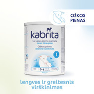KABRITA® 1 (0 – 6 mėn)  Pradinis adaptuotas ožkos pieno mišinys,  padedantis palaikyti normalią viškinimo sistemos funkciją. 400g. paveikslėlis