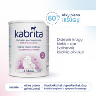 KABRITA® 2 (nuo 6-12 mėn)  Tolesnio maitinimo adaptuotas ožkos pieno mišinys, padedantis palaikyti normalią viškinimo sistemos funkciją. 800g. paveikslėlis