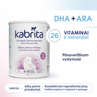 KABRITA® 2 nuo 6-12 mėn. Tolesnio maitinimo adaptuotas ožkos pieno mišinys,  padedantis palaikyti normalią viškinimo sistemos funkciją. 400g. paveikslėlis