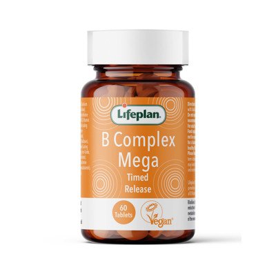 LIFEPLAN VITAMIN B COMPLEX MEGA, koncentruotas B grupės vitaminų kompleksas 60 tablečių paveikslėlis