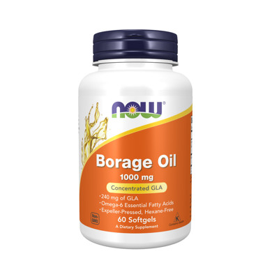 NOW Borage Oil 1000mg 60 Minkštųjų Kapsulių paveikslėlis