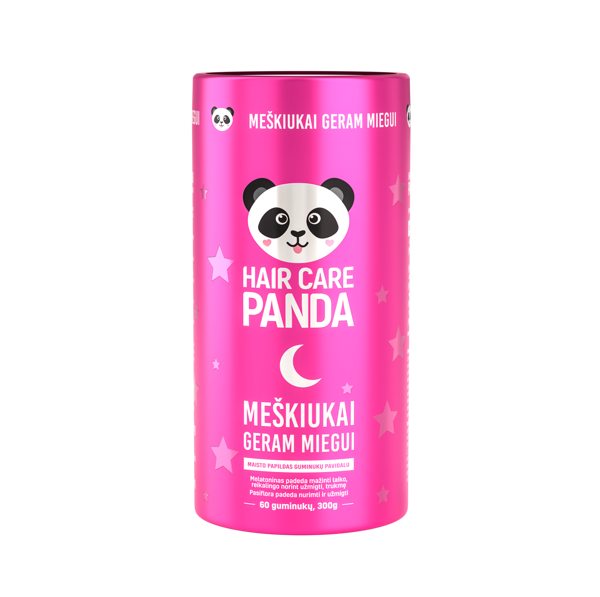 Maisto papildas „Hair Care Panda meškiukai geram miegui“,  300 g, 60 guminukų