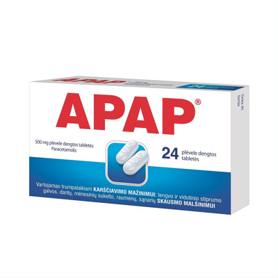 APAP, 500 mg, plėvele dengtos tabletės, N24 paveikslėlis
