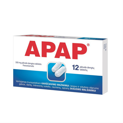 APAP, 500 mg, plėvele dengtos tabletės, N12  paveikslėlis