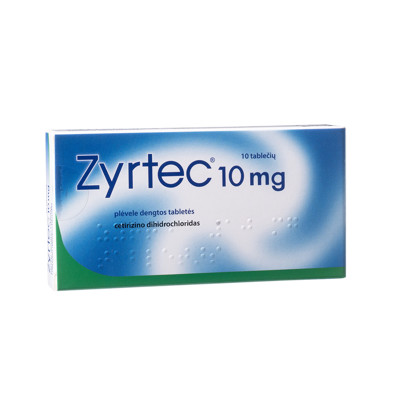 ZYRTEC, 10 mg, plėvele dengtos tabletės, (l.imp), N10 paveikslėlis