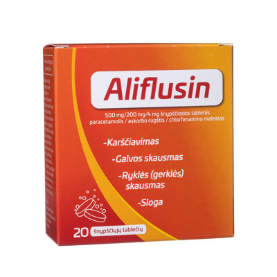 ALIFLUSIN, 500 mg/200 mg/4 mg, šnypščiosios tabletės, N20 paveikslėlis