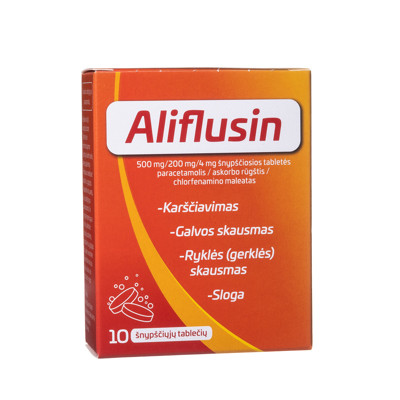 ALIFLUSIN, 500 mg/200 mg/4 mg, šnypščiosios tabletės, N10 paveikslėlis