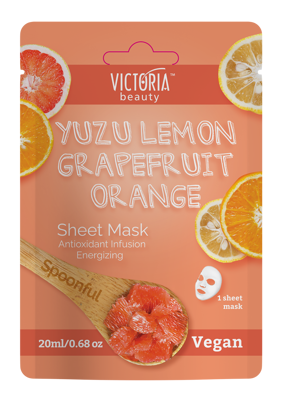 Victoria Beauty lakštinė veido kaukė su citrinų, greipfrutų ir apelsinų ekstraktais, 1vnt paveikslėlis