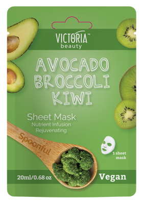 Victoria Beauty lakštinė veido kaukė su avokadų, brokolių ir kivi ekstraktais, 1vnt paveikslėlis