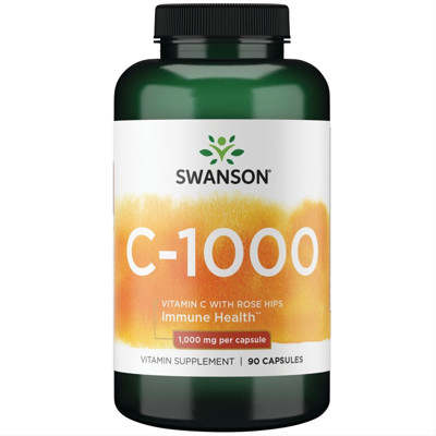 SWANSON VITAMINAS C, su erškėčių ekstraktu, 1000 mg, 90 kapsulių paveikslėlis