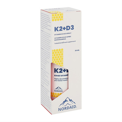 NORDAID K2+D3 SPRAY, buteliukas, 30 ml paveikslėlis