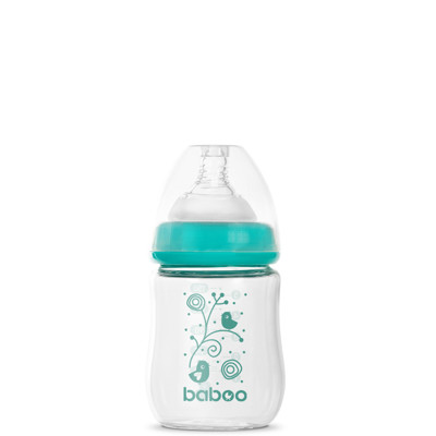 Baboo stiklinis buteliukas plataus kaklelio, 150 ml, 0+ mėn