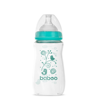 Baboo stiklinis buteliukas plataus kaklelio, 250 ml, 3+ mėn
