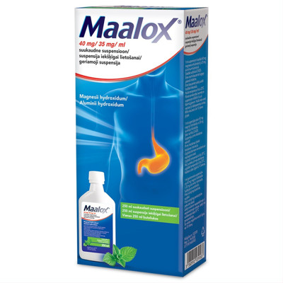 MAALOX, 40 mg/35 mg/ml, geriamoji suspensija, 250 ml  paveikslėlis