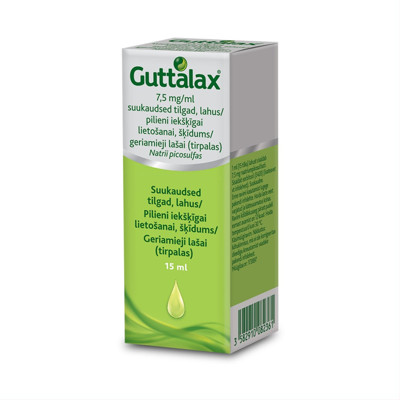 GUTTALAX, 7,5 mg/ml, geriamieji lašai (tirpalas), 15 ml  paveikslėlis