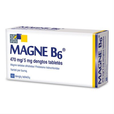 MAGNE B6, 470 mg/5 mg, dengtos tabletės, N60 paveikslėlis