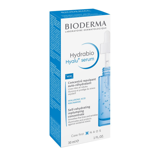 BIODERMA HYDRABIO HYALU+ SERUM, intensyviai drėkinantis koncentruotas serumas dehidratuotai odai, 30 ml paveikslėlis