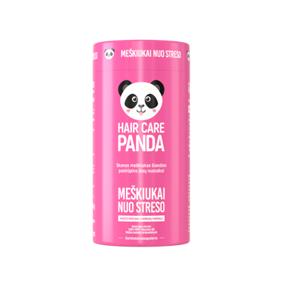 Maisto papildas „Hair Care Panda Meškiukai nuo streso“, 60 guminukų paveikslėlis