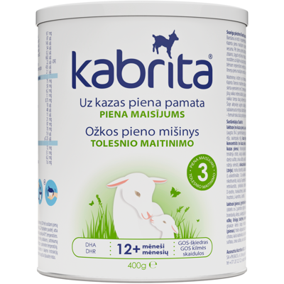 KABRITA® 3 (nuo 12 mėn)  Ožkos pieno miltelių gėrimas, skirtas vyresniems nei vieneri metai vaikams. 400g.