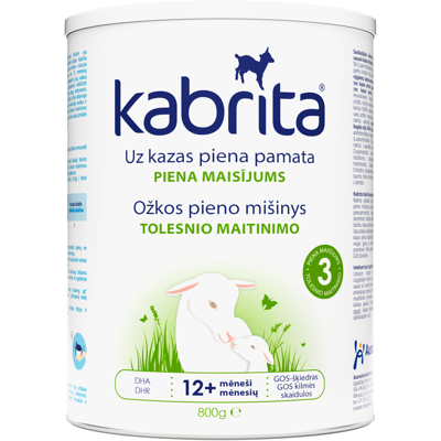KABRITA® 3 (nuo 12 mėn)  Ožkos pieno miltelių gėrimas, skirtas vyresniems nei vieneri metai vaikams. 800g.