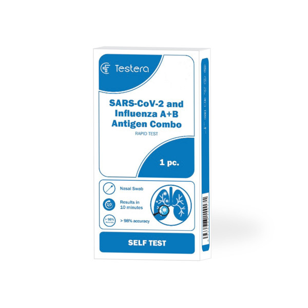TESTERA, SARS-CoV-2 + Gripo A/B sudėtinis antigenų testas, 1 vnt. paveikslėlis