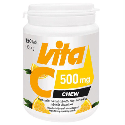 VITA C CHEW, 500 mg,, 150 kramtomų tablečių paveikslėlis
