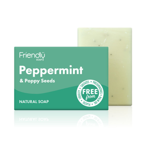 FRIENDLY SOAP natūralus rankų darbo muilas su pipirmėte ir aguonomis „Peppermint & Poppy Seed", 95 g