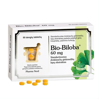 PHARMA NORD BIO-BILOBA, 60 mg, 90 tablečių paveikslėlis