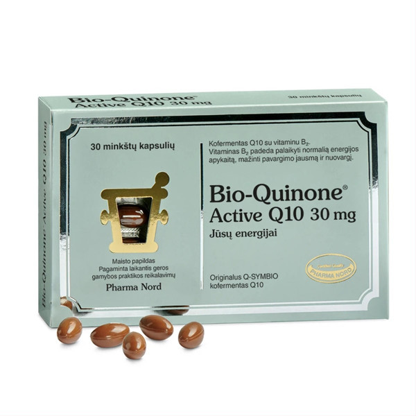 PHARMA NORD BIO-QUINONE ACTIVE Q10, 30 mg, 30 kapsulių paveikslėlis