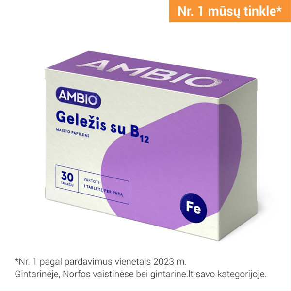 AMBIO GELEŽIS SU B12, 30 tablečių paveikslėlis