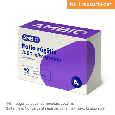AMBIO FOLIO RŪGŠTIS 1000 MIKROGRAMŲ, 90 tablečių paveikslėlis