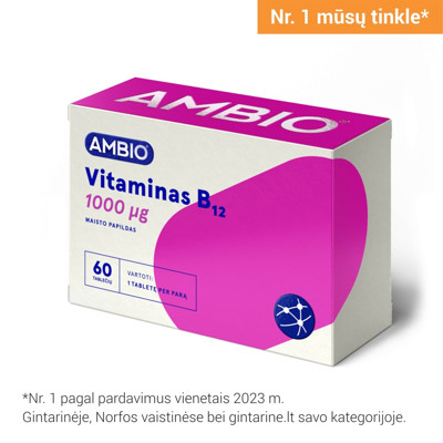 AMBIO VITAMINAS B12, 1000µg, 60 tablečių paveikslėlis