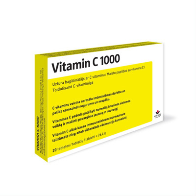 VITAMIN C 1000 mg, 20  tablečių paveikslėlis