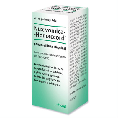 NUX VOMICA-HOMACCORD, geriamieji lašai (tirpalas), 30 ml  paveikslėlis