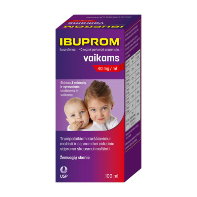 IBUPROM, 40 mg/ml, geriamoji suspensija, vaikams, 100 ml paveikslėlis