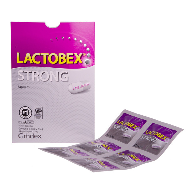 LACTOBEX STRONG, 425 mg, 6 kapsulės paveikslėlis