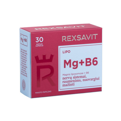 REXSAVIT LIPO Mg+B6, 30 kietųjų kapsulių paveikslėlis