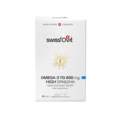 SWISSOVIT, OMEGA-3 TG, 600 mg, žuvų taukai, 30 kapsulių paveikslėlis