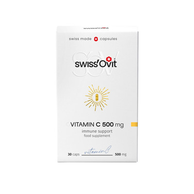 SWISSOVIT, vitaminas C, 500 mg, 30 kapsulių paveikslėlis