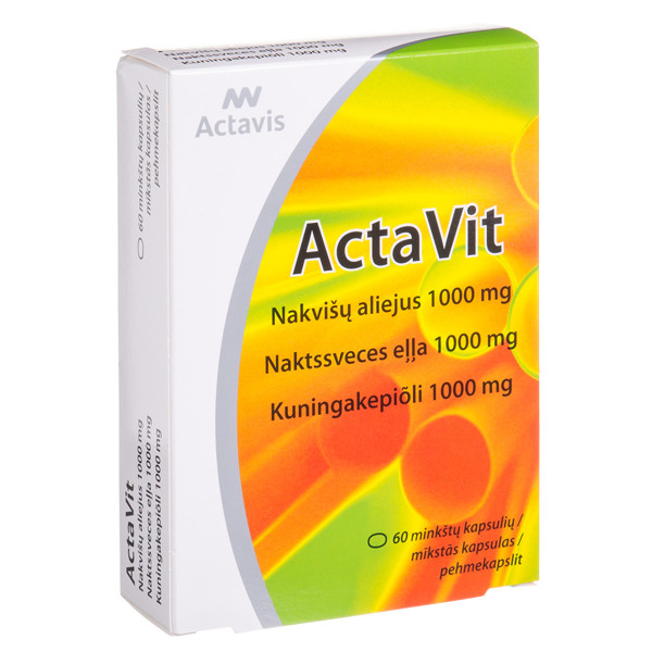 ACTAVIS ACTAVIT, nakvišų aliejus, 1000 mg, 60 minkštųjų kapsulių paveikslėlis